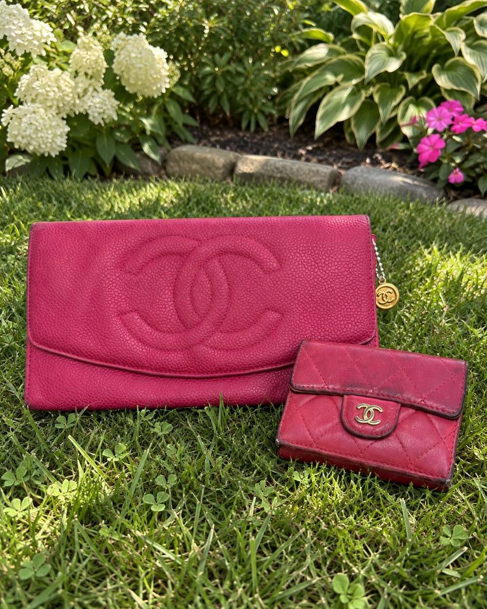 Rare Pristine Chanel 1996 Vintage Fuchsia Pink Caviar Long Wallet